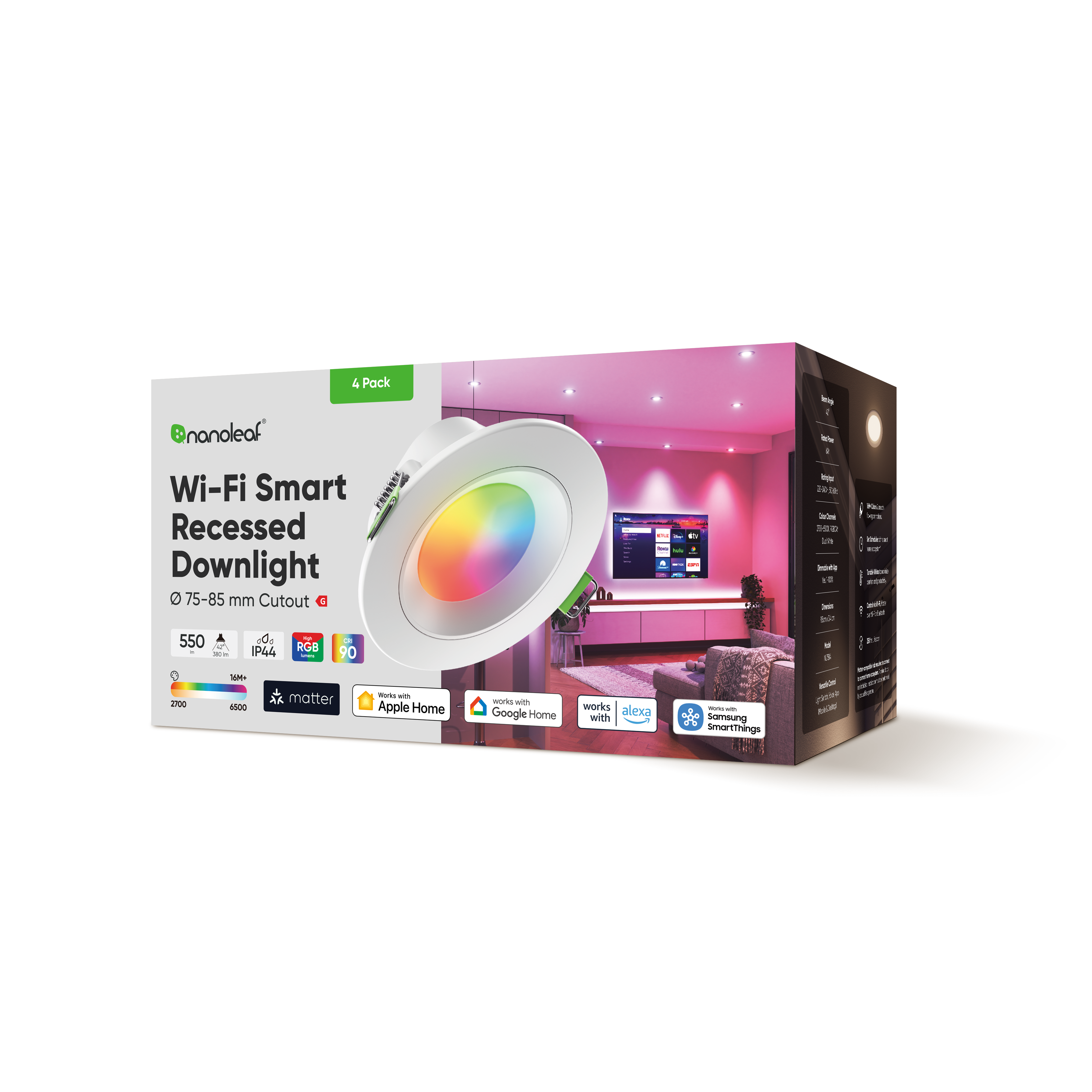 Wi-Fi Matter 3" Recessed Downlight (4 Pack)