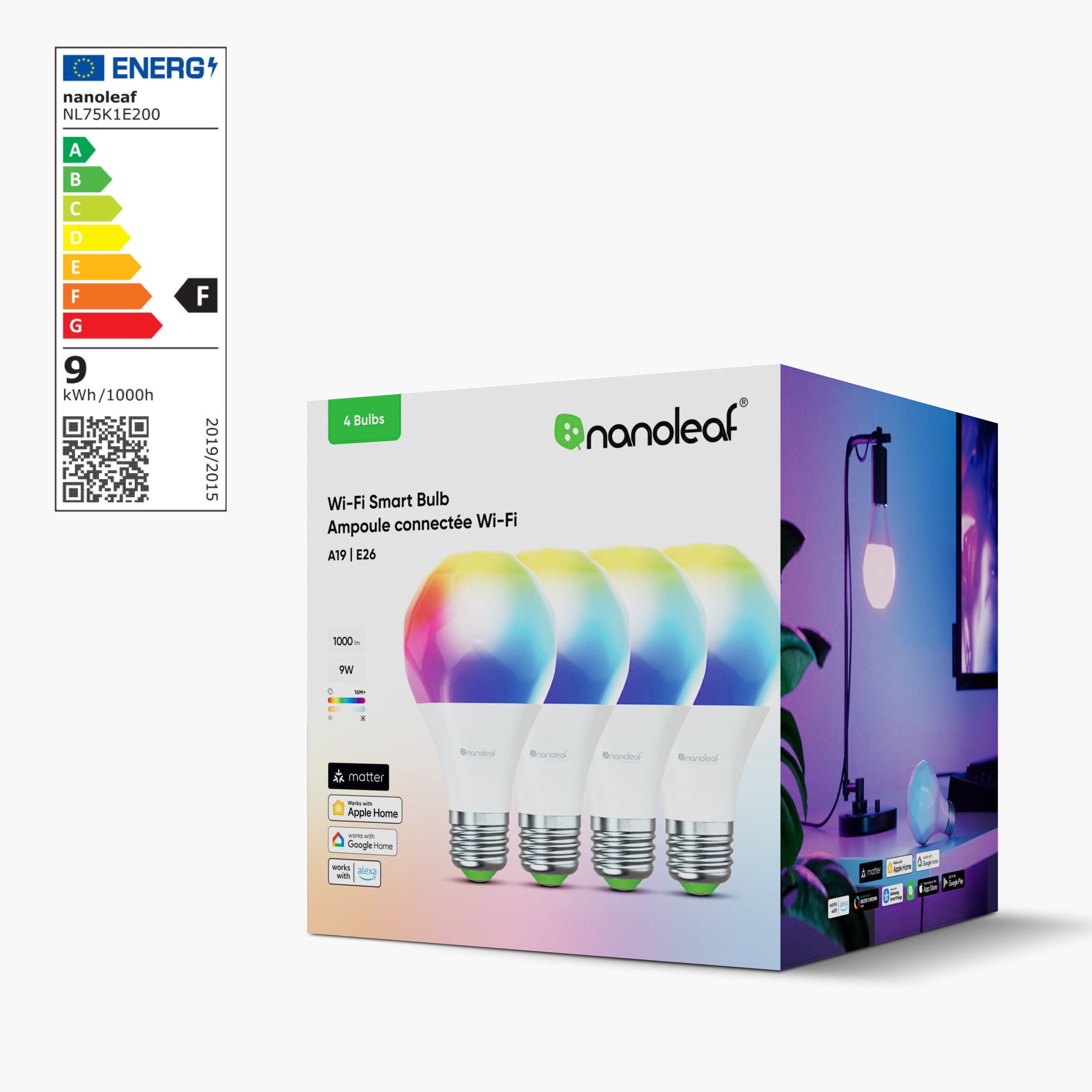Matter Wi-Fi E27 Smart-Glühbirne (4er-Pack)