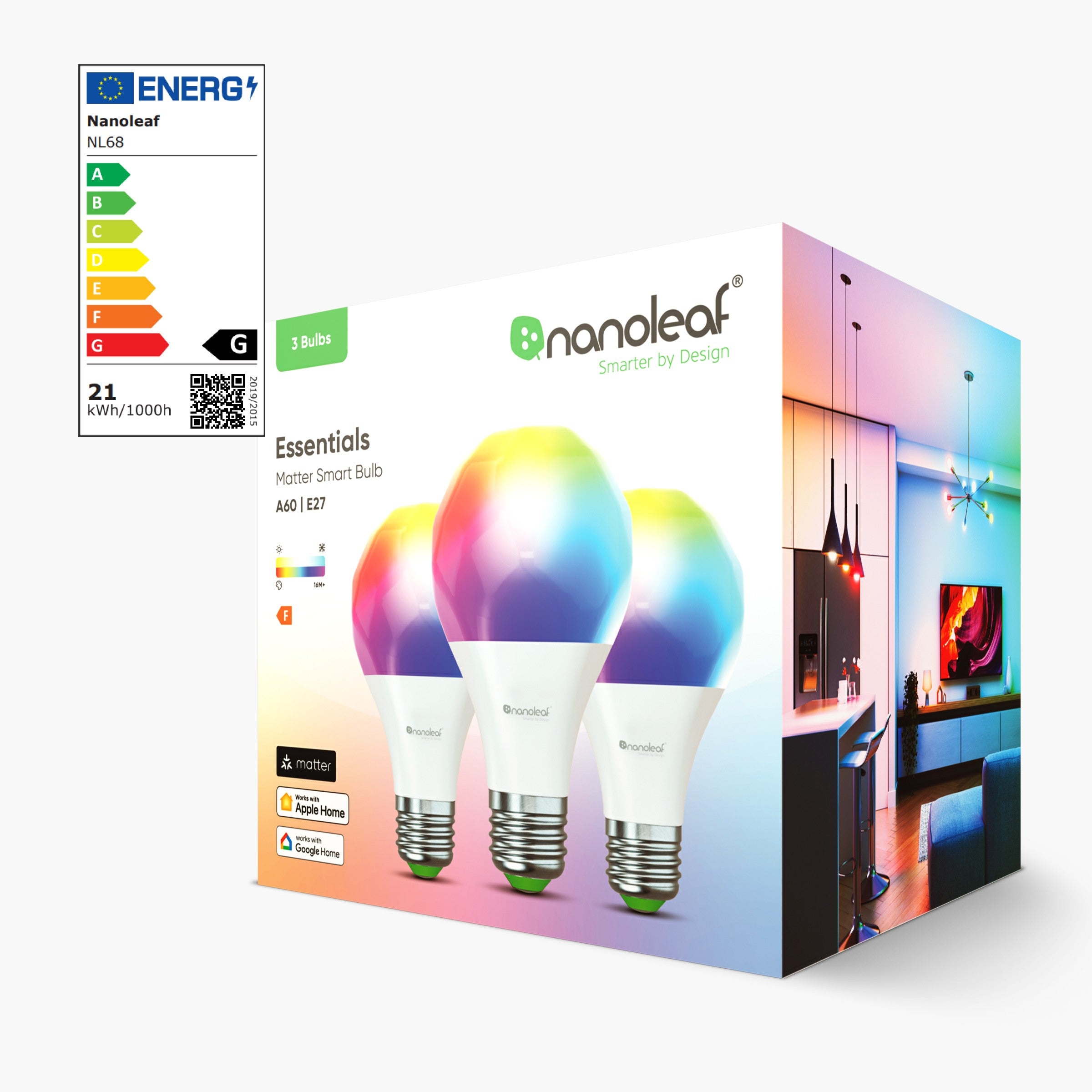Matter Thread E27 Smart Bulbs (3 Pack)