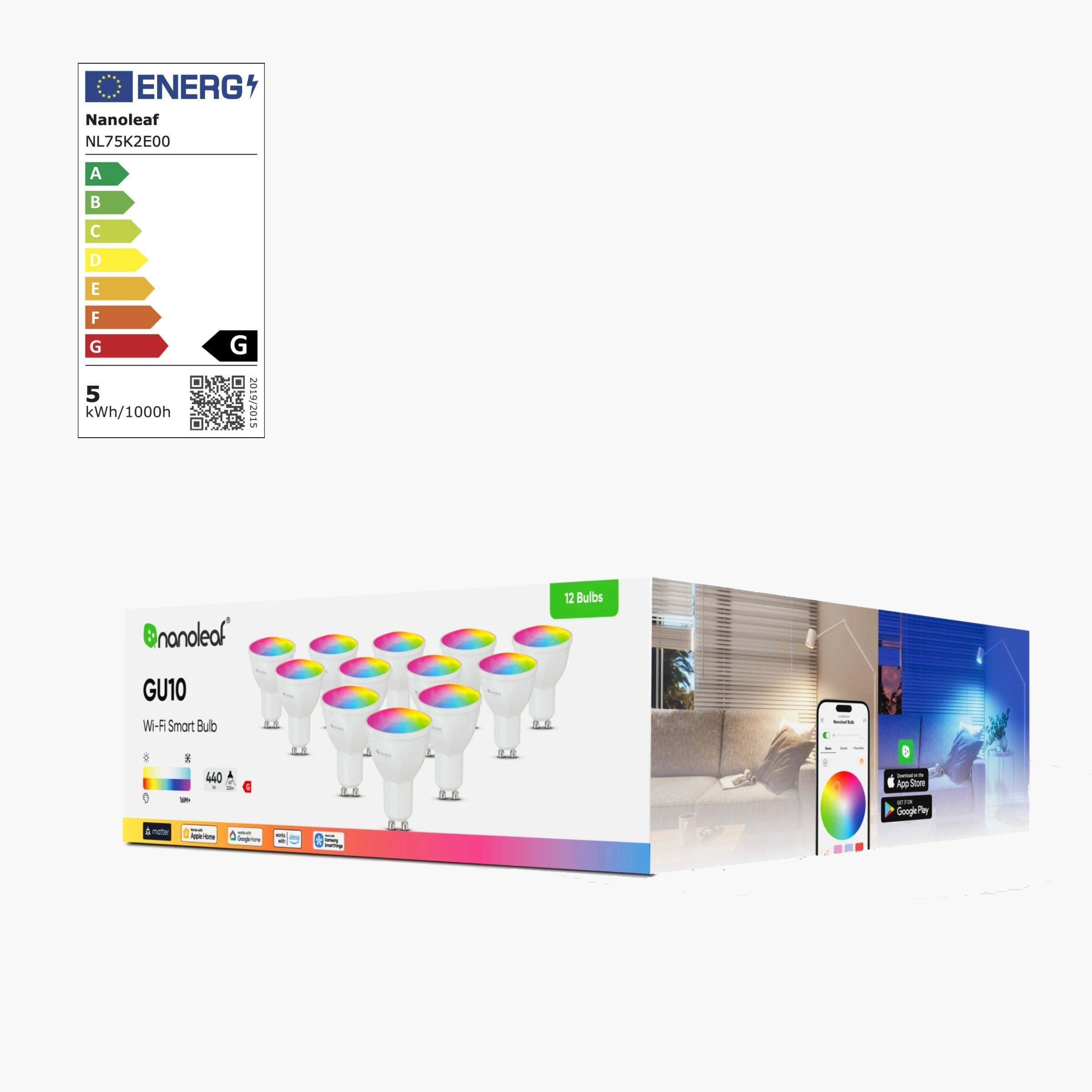 Matter Wi-Fi GU10 Smart Bulb (12 Pack)