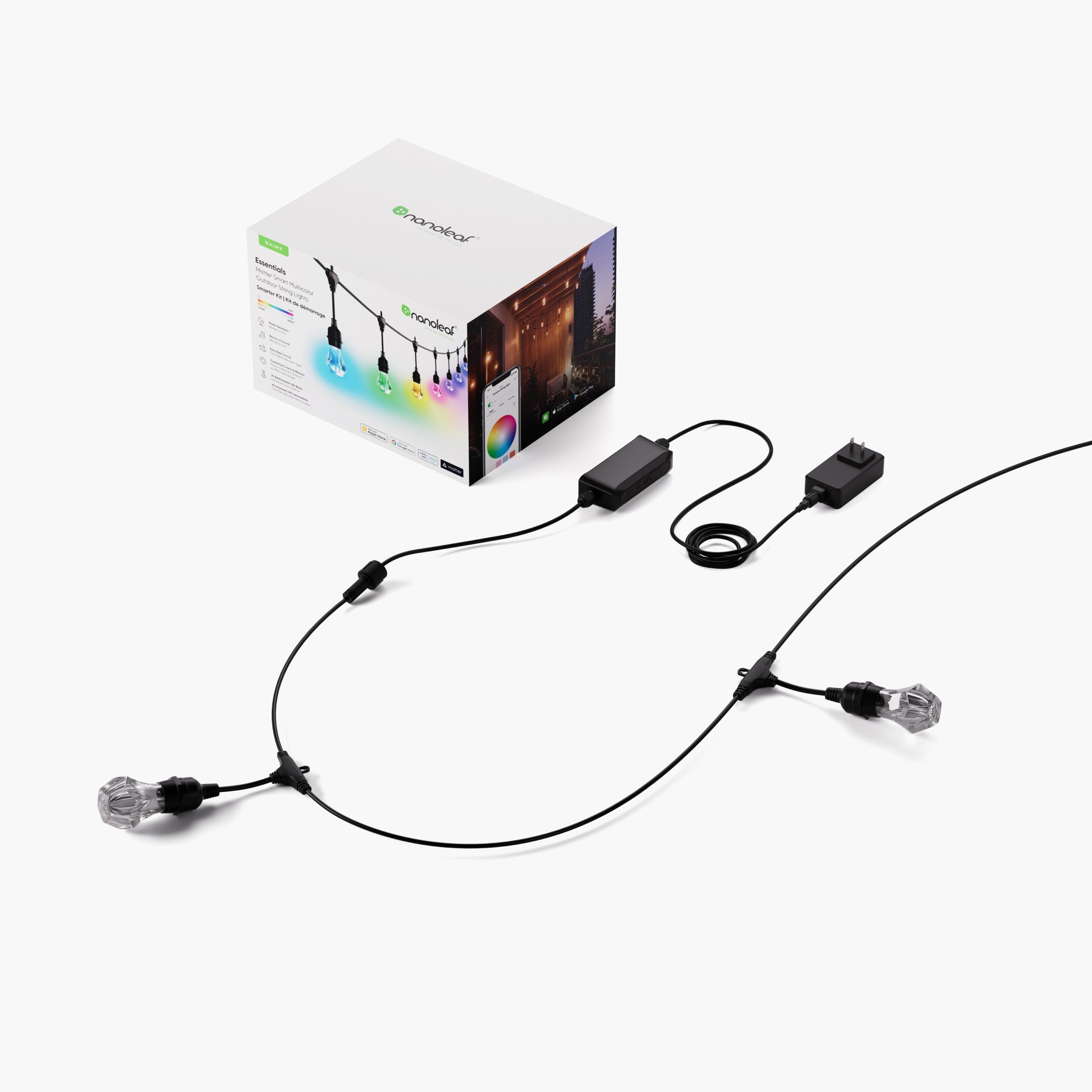 Matter Smart Multicolor Outdoor String Lights Starter Kit 49ft (15m)